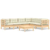 vidaXL Garten-Lounge-Set 7-tlg. creme Kiefer