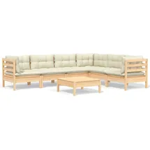 vidaXL Garten-Lounge-Set 7-tlg. creme Kiefer