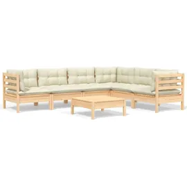 vidaXL Garten-Lounge-Set 7-tlg. creme Kiefer