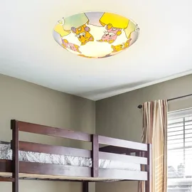 ETC Shop Kinder Zimmer Decken Beleuchtung Glas Lampenschirm Katzen Motive im Set inklusive Led Leuchtmittel