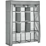 Homcom Stoffschrank, Kleiderschrank mit Kleiderstangen, 8 Ebenen, Faltschrank, Faltbare Garderobe für Schlafzimmer, Flur, Vliesstoff, Hellgrau, 125 x 43 x 162,5 cm - hellgrau