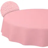 ANRO Tischdecke abwaschbar Pink Leinenoptik Rund 100 cm – Gartentischdecke Indoor Outdoor wasserabweisend schmutzabweisend pflegeleicht Schnittkante