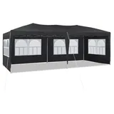 ZBAOLTO 3x6 Pavillon Faltpavillon, Gartenlauben Partyzelt mit UV-Schutz, Wasserdicht Stabil mit 6 Seitenteilen, Gartenpavillon für Hochzeiten Pavillon für Garten, Party, Festival (Schwarz)