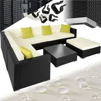 Tectake Rattan Lounge mit Aluminiumgestell wetterfest und UV-beständig, mit