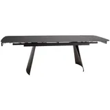 Feldmann-Wohnen Esstisch Bardi (Tischplatte ausziehbar bis 240cm, 1-St., Marmor Optik, Tischplatte aus gehärtetes Glas), 160-240x90x76cm schwarz Marmor matt / schwarz matt ausziehbar schwarz