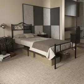 Homcom Bett 90 x 200 cm Stahl mit Lattenrost, Kopf- und Fußteil, 31 cm hoch Schwarz