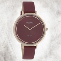 Oozoo Leder Damen Uhr C9851 Quarzuhr Armband weinrot Vintage Series UOC9851