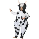 FXICH Aufblasbares Kuh-Kostüm für Erwachsene, Karnevalskostüm für Erwachsene, aufblasbares Kostüm, Unisex, Erwachsenenkostüm (weiß, Erwachsenen-150–190 cm)