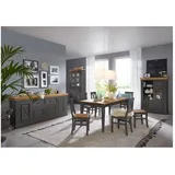 Lomadox Esszimmer-Set WARNA-69, (Spar-Set, 8-St), mit 4 Esszimmerstühlen in Kiefer grau mit Eiche grau