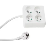 Perel Steckdosenleiste 1,5 m Weiß 4 St.