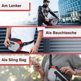 Valkental 3in1 City Bag Multifunktionale & reflektierende Lenkertasche - Bauchgurttasche