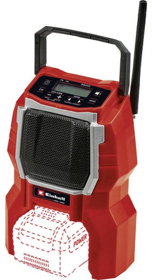Einhell TC-RA 18 Li BT Solo Baustellenradio (Bluetooth, AM- und FM-Empfang, LCD-Display) rot|schwarz