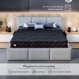 Fdm Black MAX Matratze 140x200 cm Kaltschaum Taschenfederkern Höhe 28 cm Härtegrad H3 Latex Kokos Visco-Schaum Öko-Tex Allergikergeeignet Jacquard Bezug