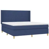 vidaXL Boxspringbett mit Matratze & LED Blau 160x200 cm Stoff