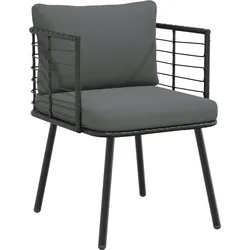 vidaXL Gartensessel mit Kissen Schwarz Poly Rattan, Gartensessel, Stuhl, Outdoor Sessel, Garten Sessel, Sessel, Terrassenstuhl, Terrassensessel