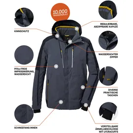 KILLTEC Herren Skijacke/Funktionsjacke mit abzippbarer Kapuze und Schneefang KSW 69 MN SKI JCKT, Dunkel Stahlblau XL,