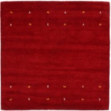 carpetfine Wollteppich Gabbeh Uni Quadratisch Rot 200x200 cm | Moderner Teppich für Wohn- und Schlafzimmer
