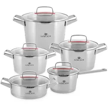 Gerlach Superior Topf-Set Edelstahl Kochtopf-Set Induktion Induktionstöpfe-Set Töpfe-Set Induktionsgeeignet Kochgeschirr 5 Stück, Silber