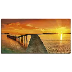 Wandbild ARTLAND "Sonnenaufgang über dem Meer", orange (farbe bild(er): orange), B:100cm H:50cm, Bilder, als Alubild, Outdoorbild, Leinwandbild in verschied. Größen