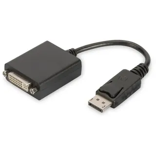 Digitus DVI / DisplayPort Adapter [1x DisplayPort Stecker - 1x DVI-Buchse 24+5pol.] Schwarz Rund, doppelt