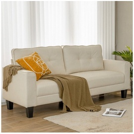 Costway modernes sofa für 2-3 personen mit 2 abnehmbaren rückenkissen 202 x 75 x 94 cm - beige