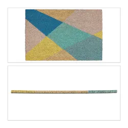 Relaxdays Fußmatte Kokos, Türvorleger mit geometrischem Muster, rutschfest, 40x60 cm, Kokosfußmatte innen & außen, bunt