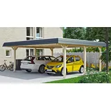 SKANHOLZ Doppel-Carport Wendland 6,30 x 6,37 m beige inkl. Regenrinne/Pfostenanker