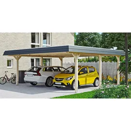 SKANHOLZ Doppel-Carport Wendland 6,30 x 6,37 m beige inkl. Regenrinne/Pfostenanker