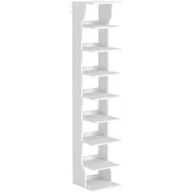 VASAGLE Schuhregal 9 Ebenen 30 x 90 x 25 cm mattweiß / mattweiß