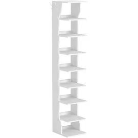 VASAGLE Schuhregal 9 Ebenen 30 x 90 x 25 cm mattweiß / mattweiß
