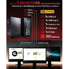 Greed Greed® Nano Plus - High End Mini PC mit AMD Ryzen 5 4600G - Silent Computer + Micro Desktop Rechner für Büro & Office mit 4,2 GHZ - 16GB DDR4 RAM - 512GB SSD - USB 3.2 - WLAN + Win 11 Pro