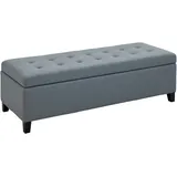 Sitzbank, Polsterbank mit Stauraum, Bettbank mit Deckel, Leinenoptik, Grau