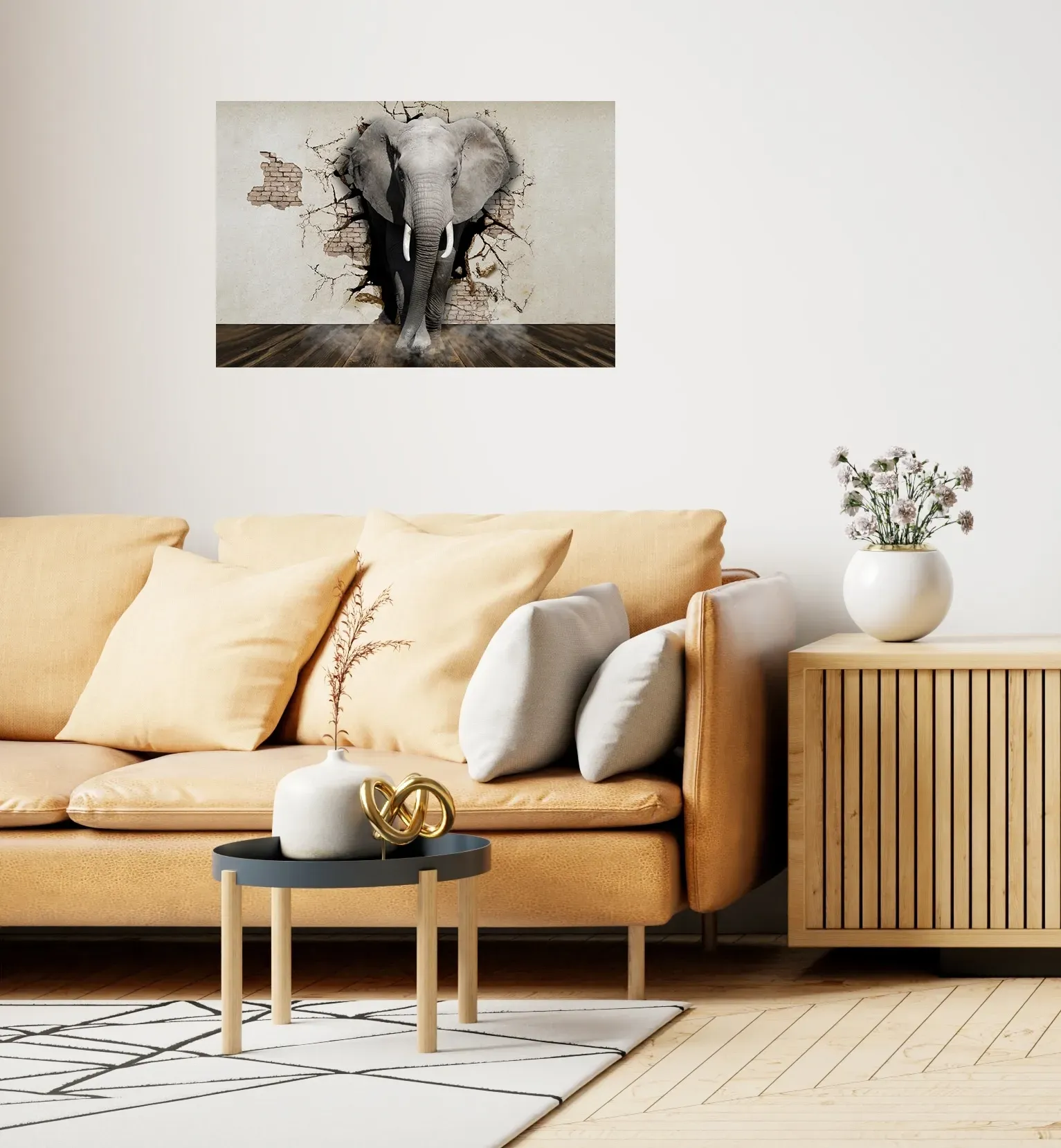 QUEENCE Wandsticker "Elefant" Wandtattoos Selbstklebend, kinderleichte Anbringung Gr. B/H/T: 150 cm x 100 cm x 0,1 cm, Elefant-Elefanten, grau Wandtattoos Tiere