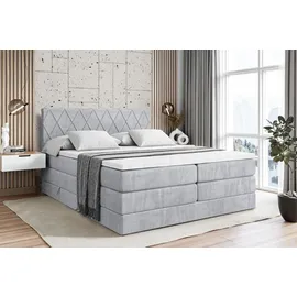 altdecor Boxspringbett LEPARO KING - 160 x 200 - H3/H4 - Hellgrau