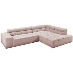KAWOLA Sofa NEVADA Ecksofa Feincord rosa Recamiere rechts