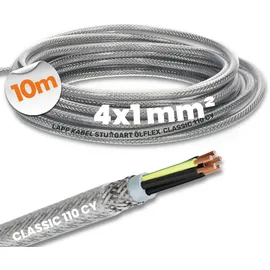 Lapp 10 Meter 1135204 Ölflex Classic 110 CY geschirmte Steuerleitung 4x1 mm2 mit grün-gelbem Schutzleiter I geschirmtes Kabel 4 adrig I Steuerkabel 4 adrig mit Schirm I Außenmantel transparent