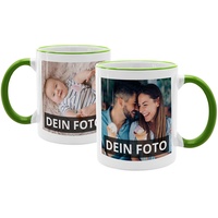 PhotoFancy® - Fototasse beidseitig bedruckt - Personalisierte Tasse mit eigenen Fotos selbst gestalten - Grün