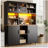 OKWISH Hochschrank für Küche Wohnzimmer Esszimmer Bar (mit Stauraum, 4 Sitzelementen, 2 Fußhockern, Kissen und Chenille-Bezug auf Massivholzrahmen., 1-St., 120 × 40 × 185 cm) schwarz 40 cm x 185 cm x 120 cm