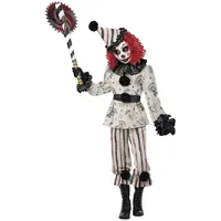 California Costumes Kostüm Finsteres Clown-Kostüm für Kinder Halloweenkostüm schwarz-weiss weiß 140 (8-10 Jahre)
