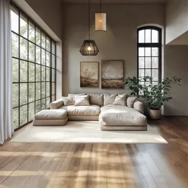 Tectake Kurzflorteppich Soft Zone - 160 x 230 cm creme