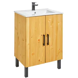 Waschtisch »Mary«, inkl. Becken, Landhaus, Breite 60 cm, aus Massivholz, natur, , 83636811-0