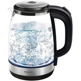 SENCOR SWK 2080BK, Glas-Wasserkocher, 2 l, Glass, 2 liters, 2200W,Silber, Schwarz