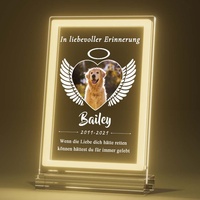Bemaystar Personalisiert Gedenktafel für Haustiere Gedenkstein für Hunde mit Bild Gedenkstätten Hunde-Bilderrahmen für Katze und andere Haustiere Tiere Haustier-Hund-Gedenk Geschenke Foto Nachtlampe