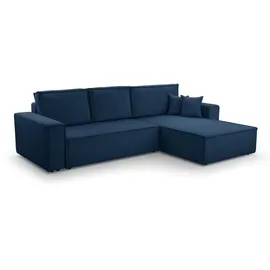 ax living Blau Cord Couch L Form – Cedria L+R Wohnlandschaft 287cm