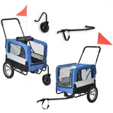 [pro.tec]® Fahrradhundeanhänger 2 in 1 blau/grau/schwarz
