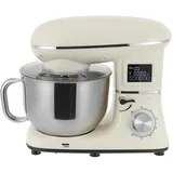 Küchenmaschine Knetmaschine, 6-Gang Küchenmaschine, 6.2L Kuchenmixer, Rührmaschine mit Schneebesen, Knethaken, Geeignet zum Backen, Kuchen, 1500W LCD (Weiß)