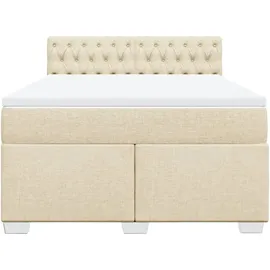 vidaXL Boxspringbett mit Matratze Creme 160x200 cm Stoff - Creme