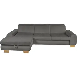 Set One by Musterring Ecksofa, grau (anthrazit), SET ONE BY MUSTERRING, Sofas, B/H/T: 307cm x 86cm x 195cm, Cord, Ottomane links, Sitzhöhe 49cm,Sitztiefenverstellung im 3-Sitzer,Kopfteilverstellung,Bettfunktion,Bettkasten, 88% Polyester;12% Polyamid, Ecksofa, Kopteil