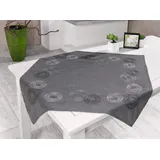 Dekoleidenschaft Tischdecke Kringel grau, quadratisch 85x85 cm, modern & edel, Mitteldecke, Stickerei mit Kreismotiven