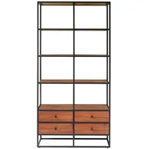 Tikamoon Bücherregal Wandregal 175cm industrieller Stil Materialmix Metall und Massivholz